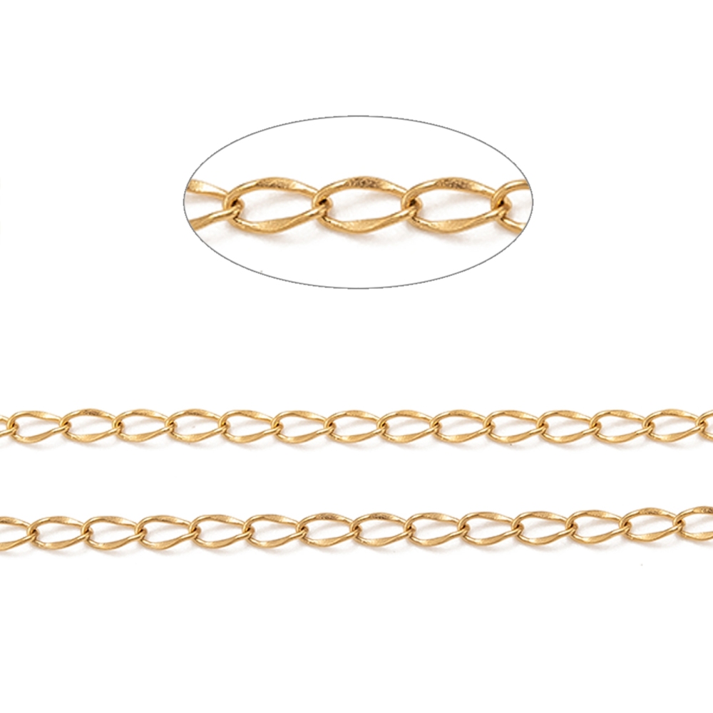 [CHAI01G CHS-H007-16G] Chaîne en INOX dorée, maillons soudés, 4x2x0.5mm