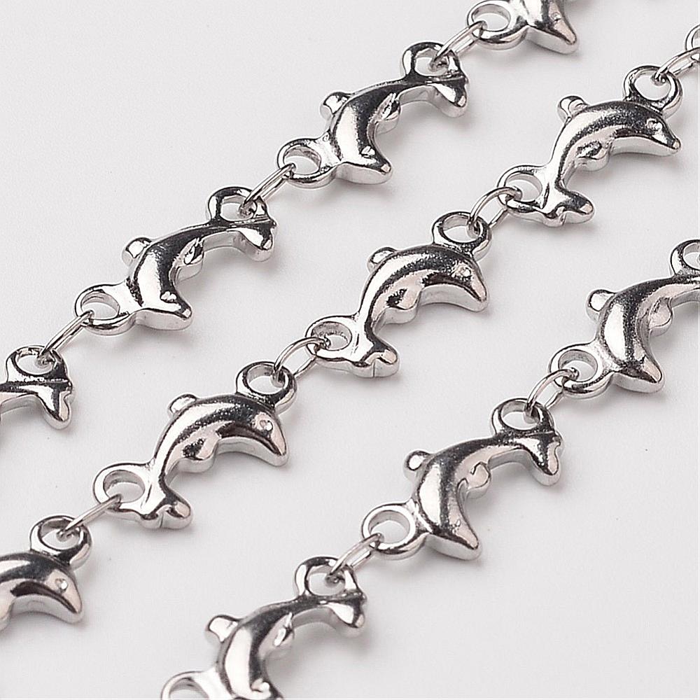 [1043   CHS-K001-39] Chaîne en INOX, dauphin 12x6x2mm au mètre