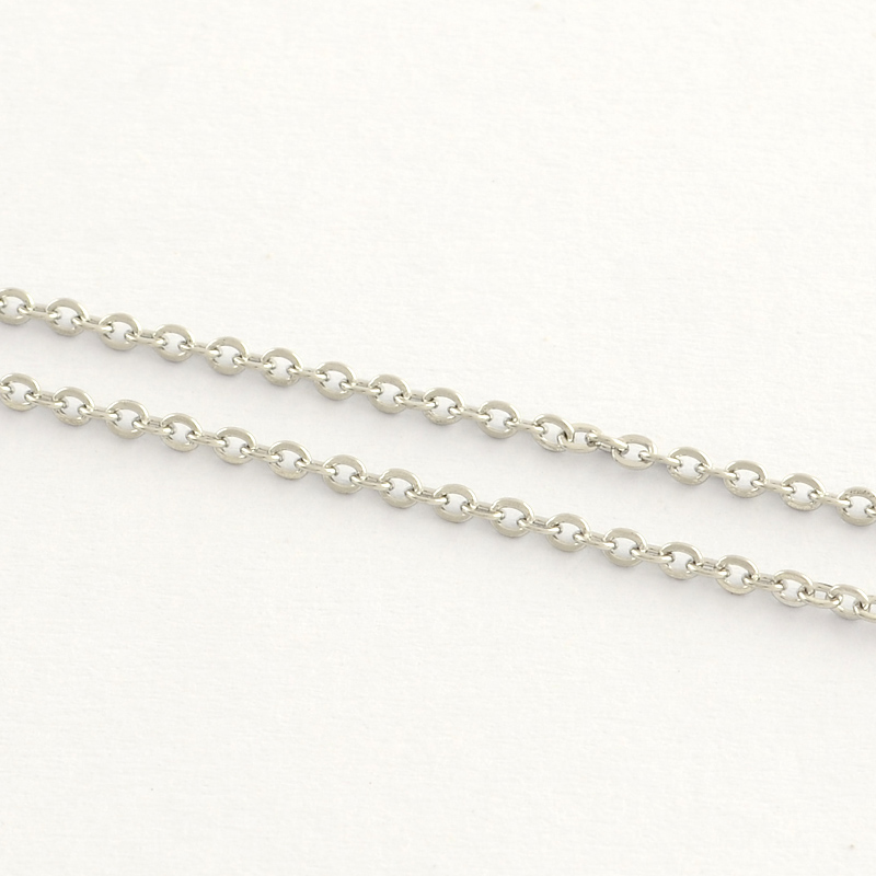 Chaîne en INOX argenté, ovale 1,5x1,1x0,3mm, au mètre