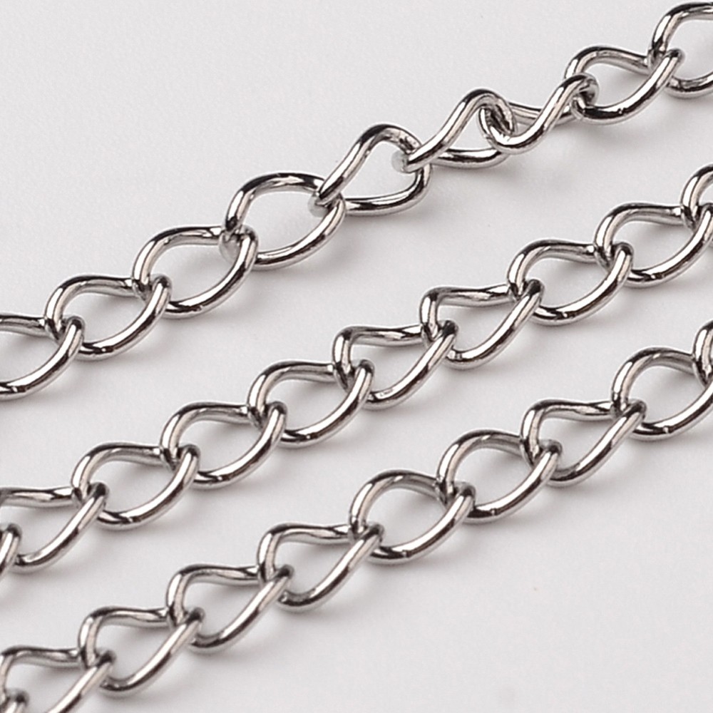[CHS-L015-48] Chaîne INOX argent torsadée 4x3x0,6mm, au mètre