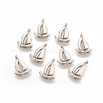 Pendentif, laiton argent antique, bateau à voiles, 19.3x10x4mm trou 2mm