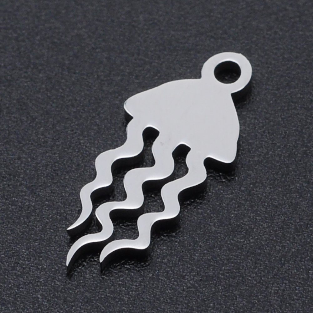 Pendentif, INOX, argent, méduse, 17x7x1mm, trou 1.5mm