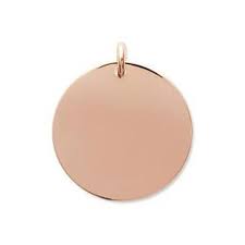 Pendentif plat rond, couleur rose gold, 8x0.6mm, trou 1mm