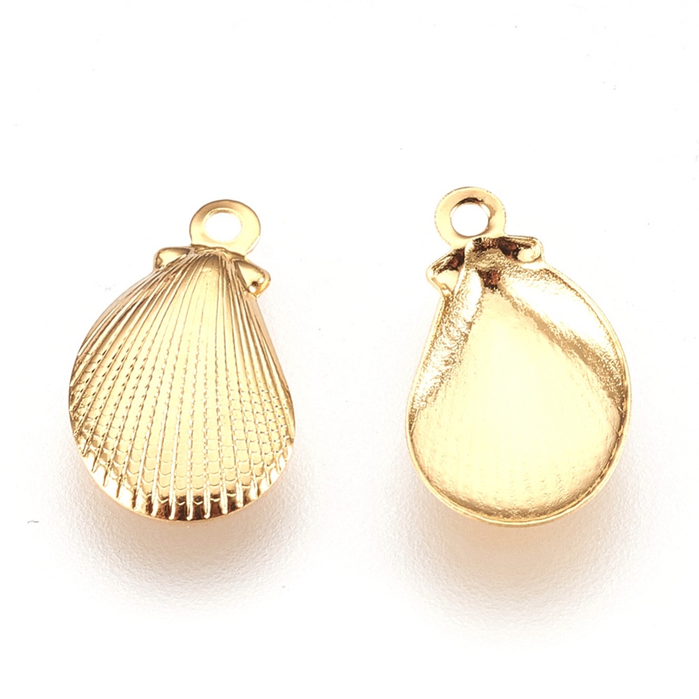 Pendentif INOX doré, coquillage, 12x7mm, trou 1mm