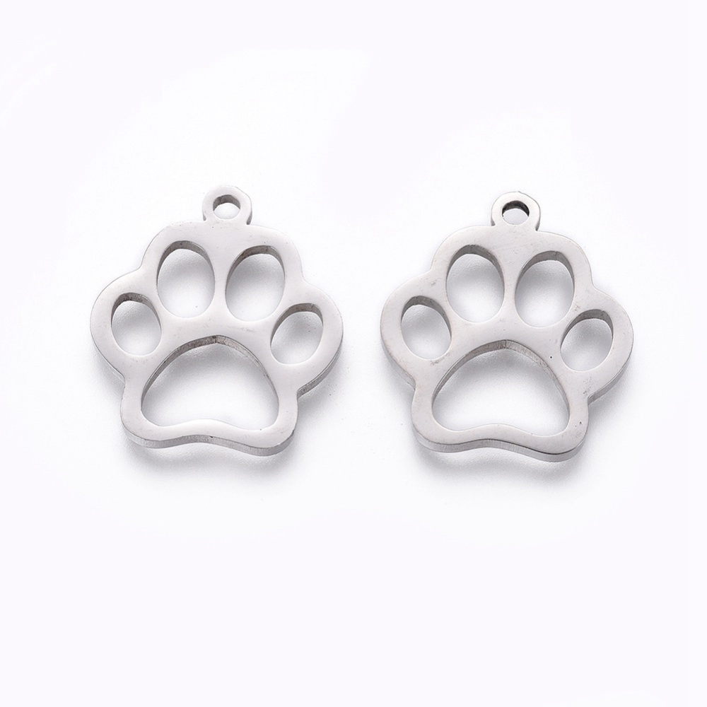 Pendentif, patte de chien en INOX argenté,18x16x1,5mm, trou 1,6mm