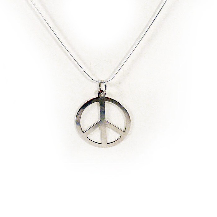 Pendentif peace and love, plaqué argent, diamètre 8mm, trou 2mm, anneau 3mm