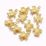 Pendentif, alliage doré, tortue de mer, 16x13x3mm, trou 1mm