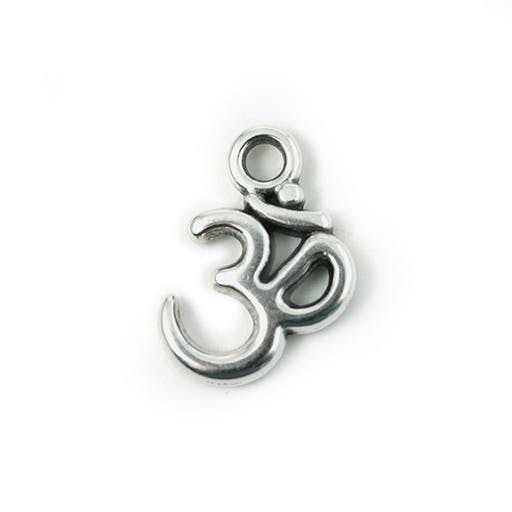 Pendentif, om, laiton, argenté, 15x10mm, trou 2mm