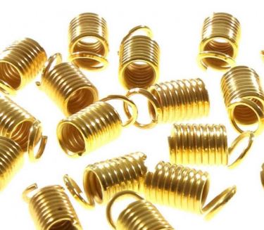 Embout de cordon, ressort, couleur or, 7mm, trou 3mm