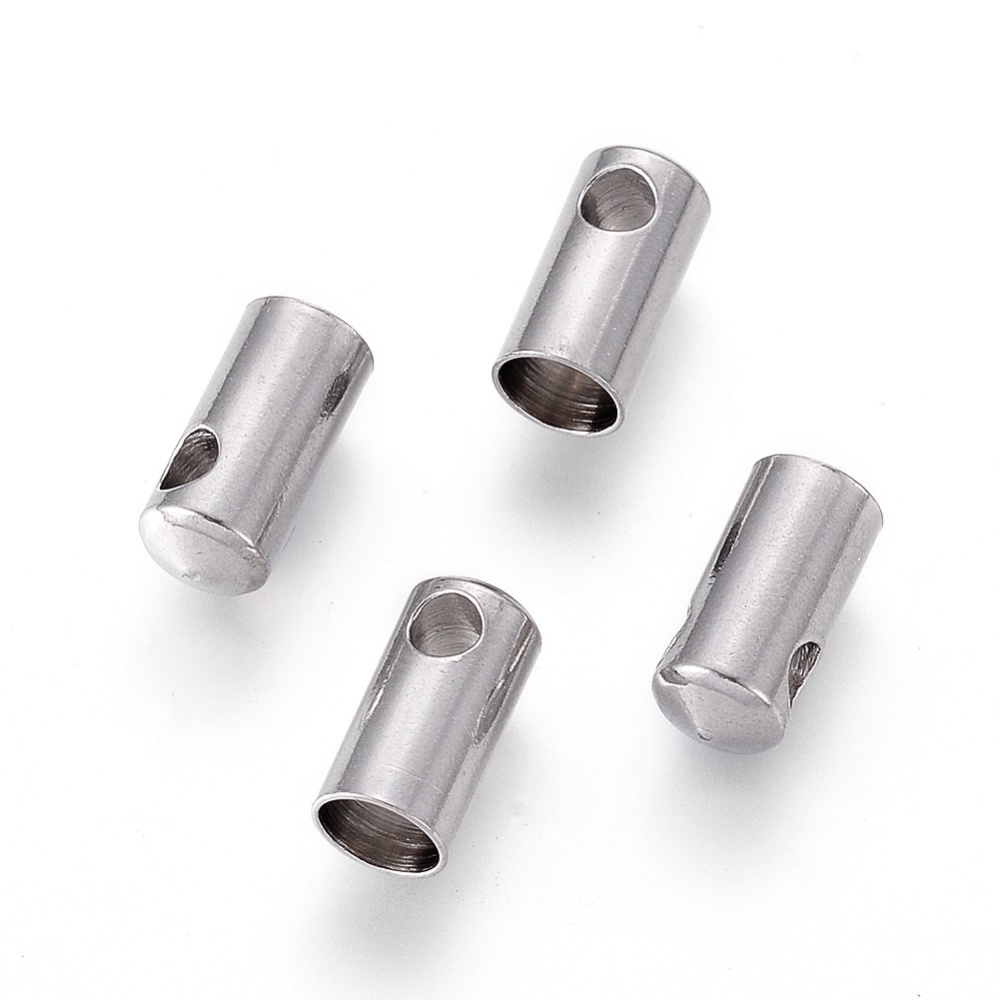 Embout de cordon, INOX, 9.5x4.5 mm, diam. interieur 4 mm, trou 2 mm mm