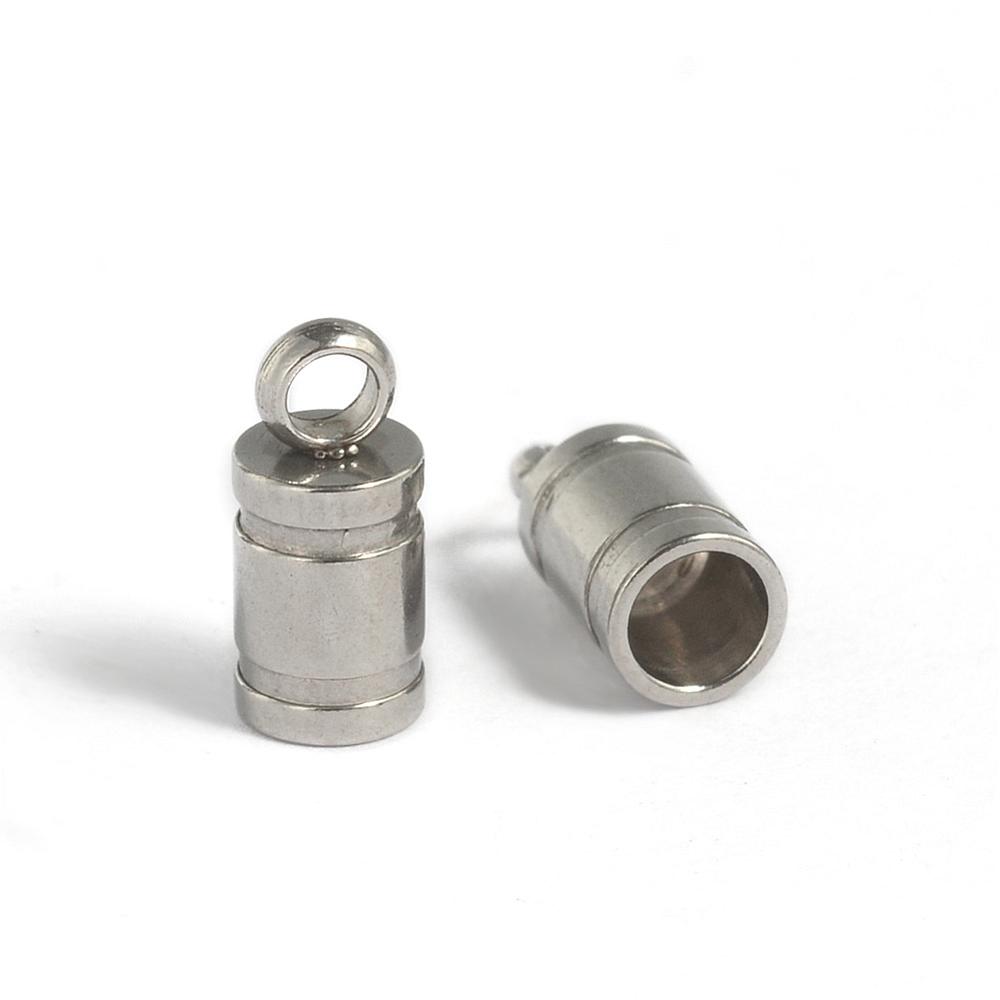 Embout de cordon, INOX, 9x4mm, trou 3mm, anneau 2mm