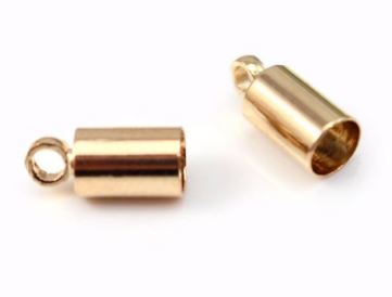 Embout de cordon, couleur or rose, 7mm, trou 1.8mm, anneau 1mm