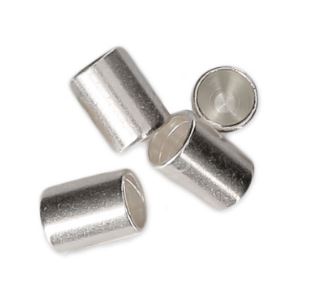 Embout de cordon, tube de finition, couleur argent clair, 1cm, trou 5mm