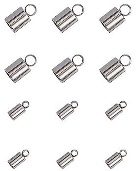 Embout de cordon, couleur INOX, 10x4mm, trou 3mm, anneau 2mm