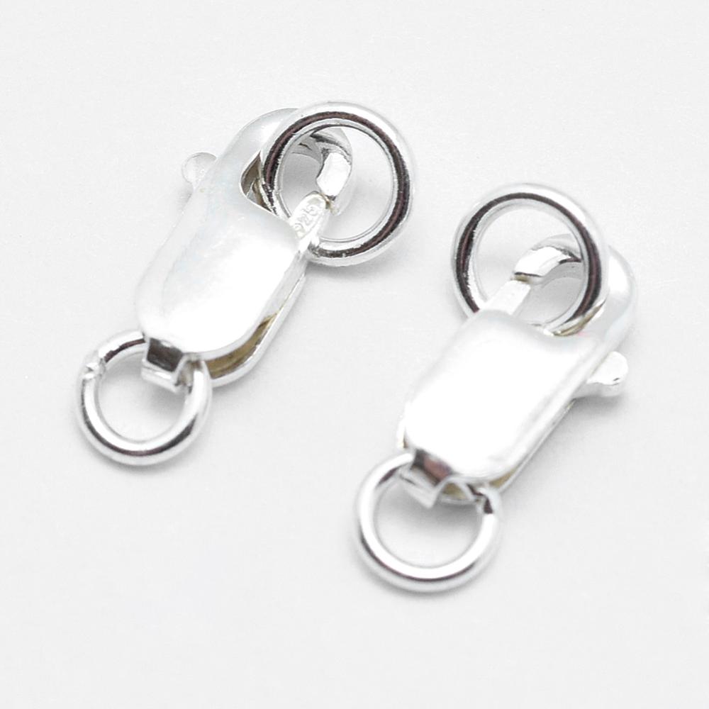 Fermoir homard en argent S925, avec 2 anneaux de 2,5mm, 8x4x2mm