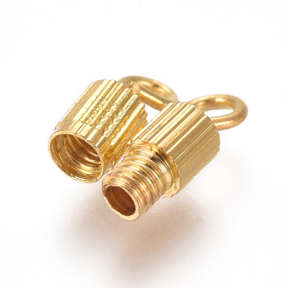 Fermoir à vis en fer, doré, 14x3mm, trou 1,8mm, l'unité