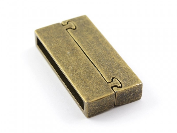 Fermoir magnétique rectangle, couleur bronze, 37x19x7mm, trou 4x34mm