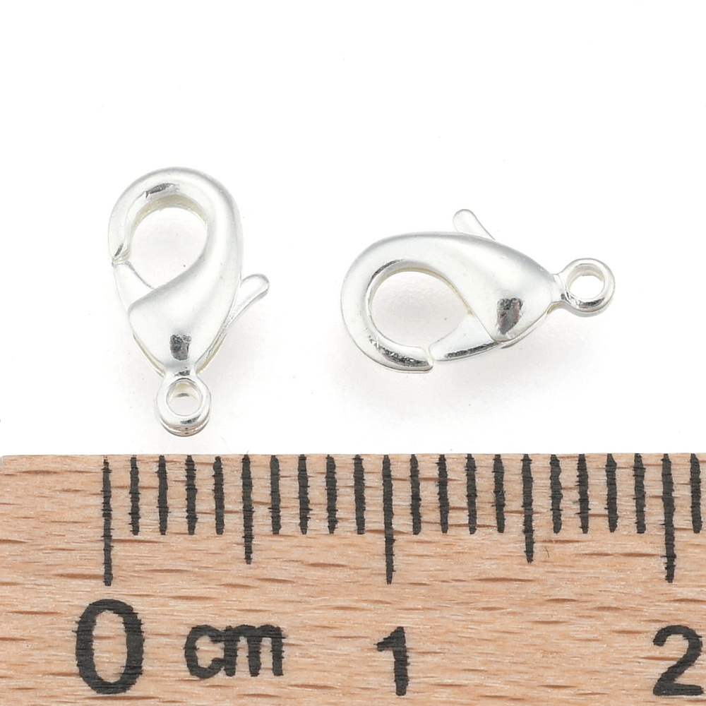 Fermoir homard en laiton, argenté clair, 10x5 mm, trou 1 mm