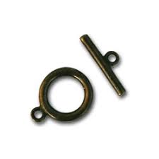 Fermoir toggle, alliage bronze, diam 18mm, barre 22mm, trous 2 et 3 mm