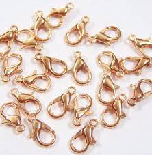 Fermoir homard alliage, or rose, 13x6mm, trou 1mm