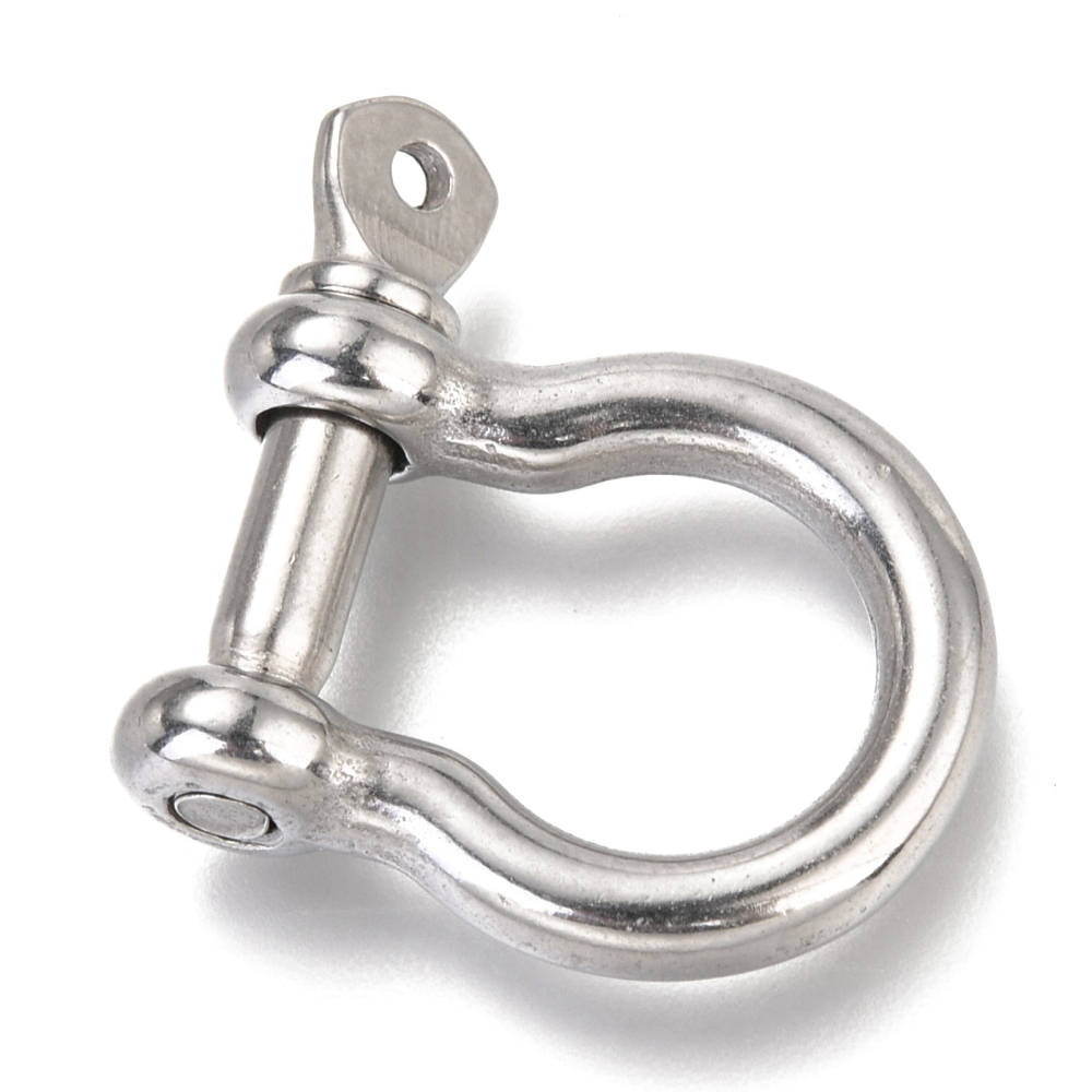Fermoir manille INOX argenté, 25x23x7,5mm