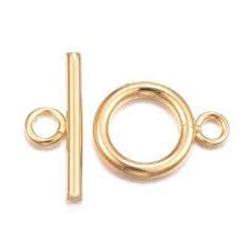 Fermoir toggle alliage doré, rond 14mm, barre 13mm, trou 2mm