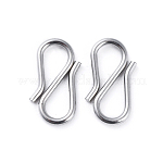 Fermoir à crochet, INOX, forme infini, couleur argent,12.5~13x6.5~7x1mm, unité
