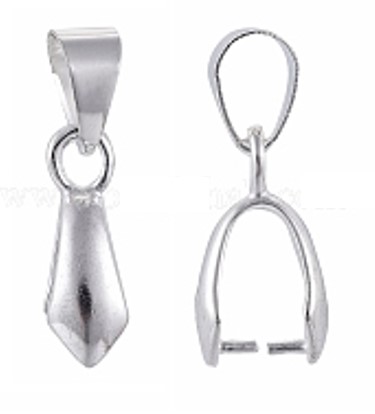 Bélière en laiton platine, avec passant, 11,5x5x3,5mm, trou 4x3,5mm, pin 0,5mm