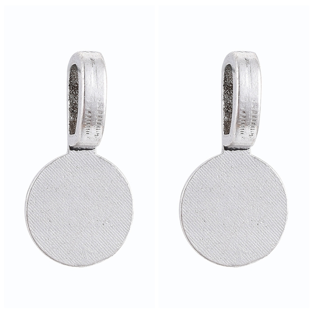 [1838   X-TIBEP-1124-AS-LF] Bélière à coller tibétain argent plat rond 18x10x5.5mm trou 6x3.5mm