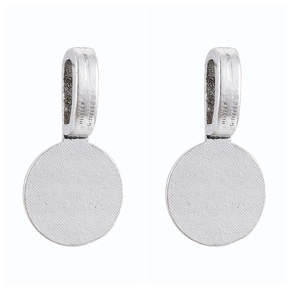 Bélière à coller tibétain argent plat rond 18x10x5.5mm trou 6x3.5mm