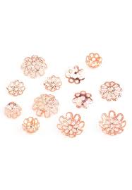 Coupelle laiton  doré rose, fleur filigranée, 5x0.8mm trou 1mm