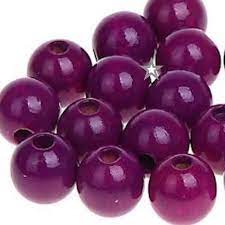 Perles en bois polies Rayher 12mm, lot de 32 pièces, couleur violet