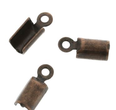 Embout de cordon à écraser, cuivre, 3mm, trou 1mm