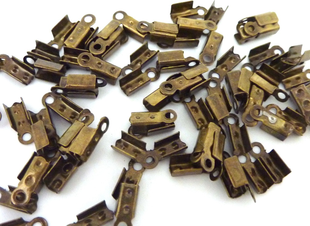 Embout de cordon à écraser, bronze, 2mm, trou 1mm