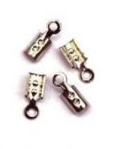 Embout de cordon à écraser, argenté, 2mm, trou 1mm