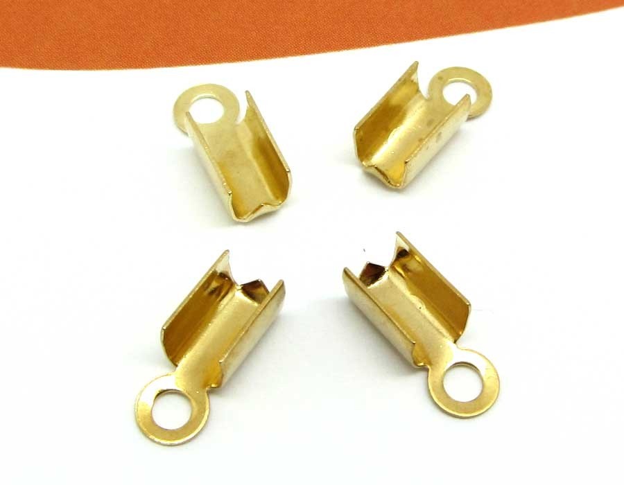 Embout de cordon à écraser, doré, 10x4mm, trou 2mm