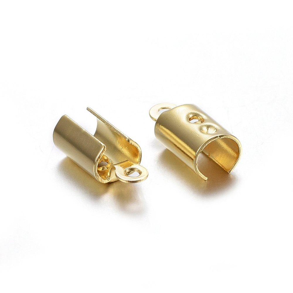 Embout de cordon à écraser INOX doré, 4mm, trou 1mm