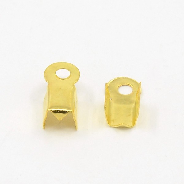 Embout de cordon à écraser, doré, 3,5mm, trou 2mm