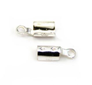 Embout de cordon à écraser, argenté, pour fil de 2mm, trou 1mm
