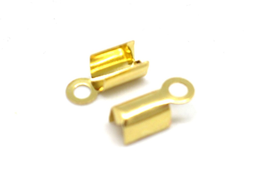 Embout de cordon à écraser, doré, 4mm, trou 1mm