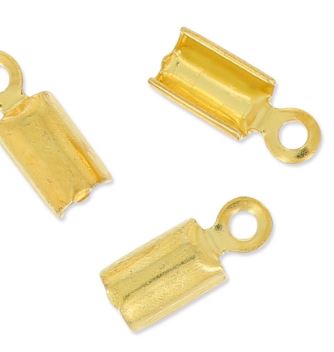 Embout de cordon à écraser, doré, 3mm, trou 1mm