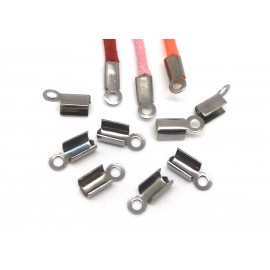 Embout de cordon à écraser INOX argenté, 2,5mm, trou 1mm