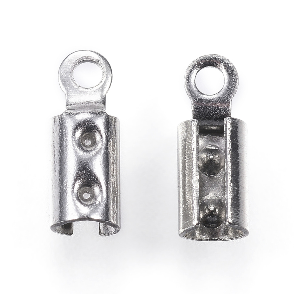 Pince à rubans à écraser INOX, couleur argent, 10x4mm, trou 1mm, diam int 3.5mm