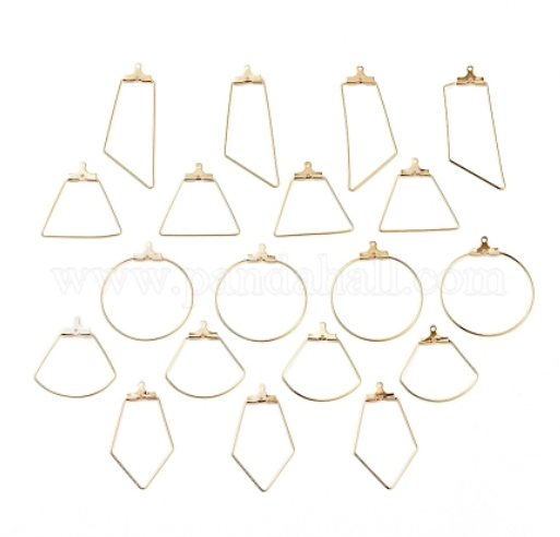 Boite d'apprêts boucles d'oreille en inox doré, 64x63x20mm 20 pièces