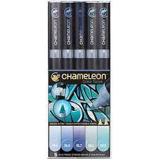 Chameleon 5 pen blue tones set