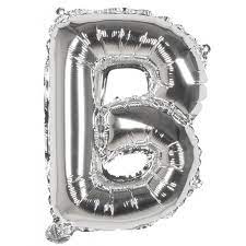 Ballon en aluminium, lettre B, argent, 36cm