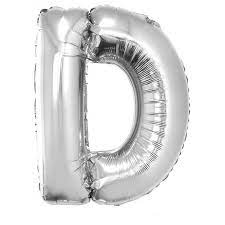 Ballon en aluminium, lettre D, argent, 36cm