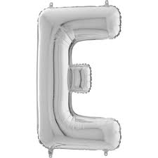 Ballon en aluminium, lettre E, argent, 36cm