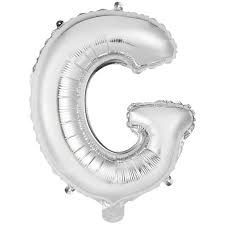 Ballon en aluminium, lettre G, argent, 36cm