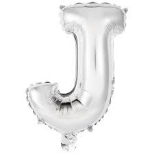 Ballon en aluminium, lettre J, argent, 36cm